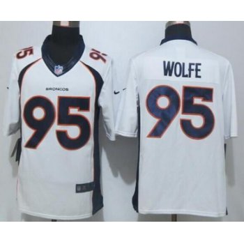 Men's Denver Broncos #95 Derek Wolfe White Road NFL Nike Limited Jersey