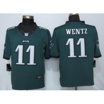 Men's Philadelphia Eagles #11 Carson Wentz Green Team Color NFL Nike Limited Jersey