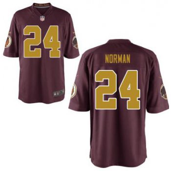 Men's Washington Redskins #24 Josh Norman Burgundy Red With Gold NFL Nike Elite Jersey