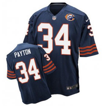 Nike Bears #34 Walter Payton Navy Blue Throwback Men's Stitched NFL Elite Jersey