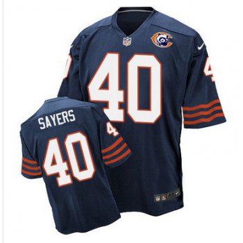 Nike Bears #40 Gale Sayers Navy Blue Throwback Men's Stitched NFL Elite Jersey