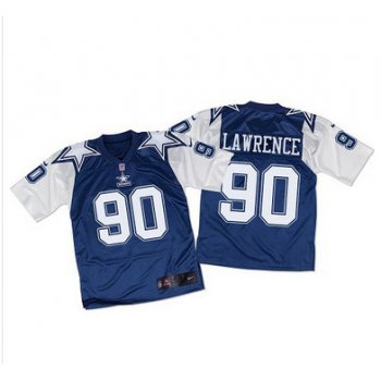 Nike Cowboys #90 Demarcus Lawrence Navy BlueWhite Throwback Men's Stitched NFL Elite Jersey