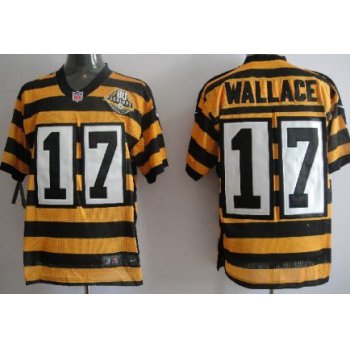 Nike Pittsburgh Steelers #17 Mike Wallace Yellow With Black Throwback 80TH Jersey