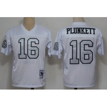 Oakland Raiders #16 Jim Plunkett White With Silver Throwback Jersey