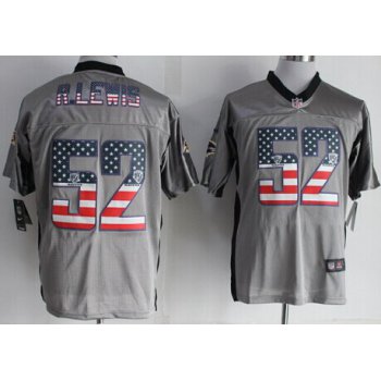 Nike Baltimore Ravens #52 Ray Lewis 2014 USA Flag Fashion Gray Elite Jersey