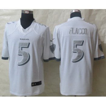 Nike Baltimore Ravens #5 Joe Flacco Platinum White Limited Jersey