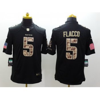 Nike Baltimore Ravens #5 Joe Flacco Salute to Service Black Limited Jersey