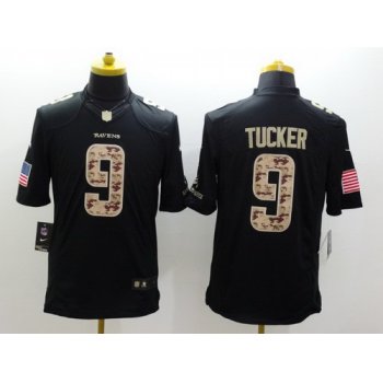 Nike Baltimore Ravens #9 Justin Tucker Salute to Service Black Limited Jersey