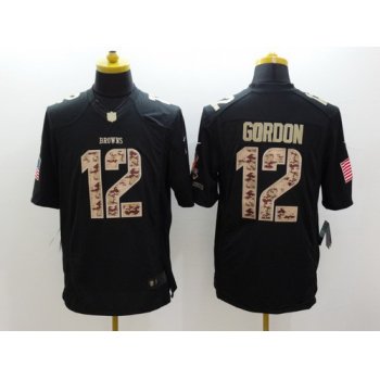 Nike Cleveland Browns #12 Josh Gordon Salute to Service Black Limited Jersey