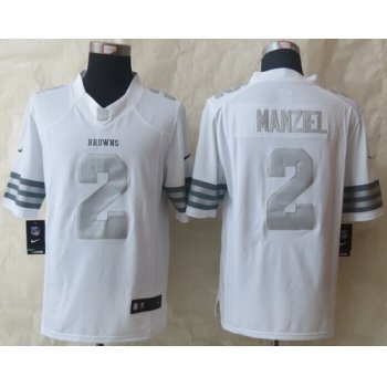 Nike Cleveland Browns #2 Johnny Manziel Platinum White Limited Jersey