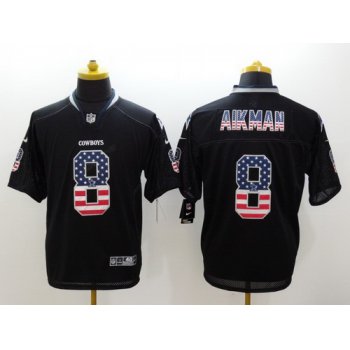 Nike Dallas Cowboys #8 Troy Aikman 2014 USA Flag Fashion Black Elite Jersey