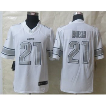 Nike Detroit Lions #21 Reggie Bush Platinum White Limited Jersey