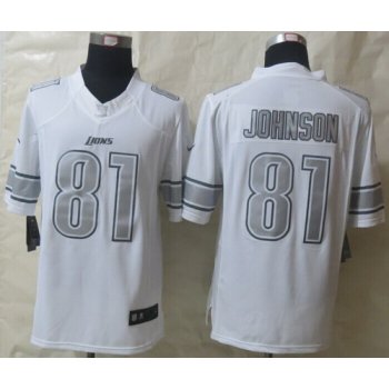 Nike Detroit Lions #81 Calvin Johnson Platinum White Limited Jersey