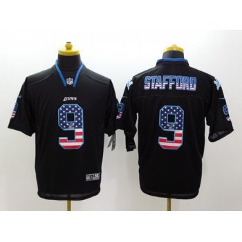 Nike Detroit Lions #9 Matthew Stafford 2014 USA Flag Fashion Black Elite Jersey