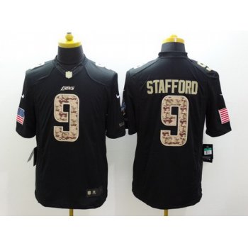 Nike Detroit Lions #9 Matthew Stafford Salute to Service Black Limited Jersey