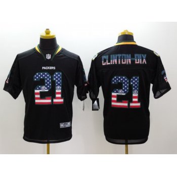 Nike Green Bay Packers #21 Ha Ha Clinton-Dix 2014 USA Flag Fashion Black Elite Jersey