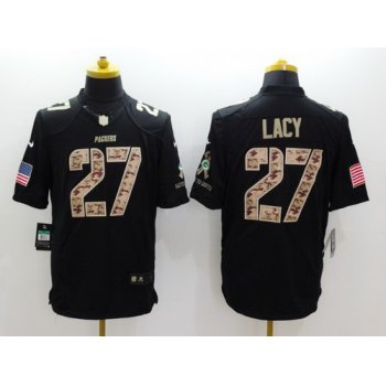 Nike Green Bay Packers #27 Eddie Lacy Salute to Service Black Limited Jersey