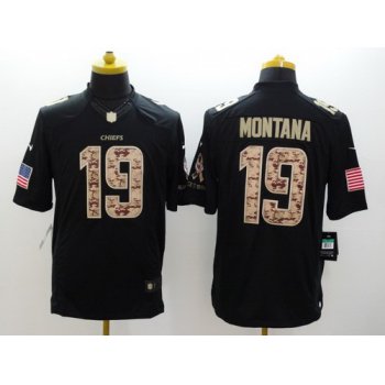 Nike Kansas City Chiefs #19 Joe Montana Salute to Service Black Limited Jersey