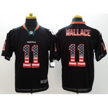 Nike Miami Dolphins #11 Mike Wallace 2014 USA Flag Fashion Black Elite Jersey