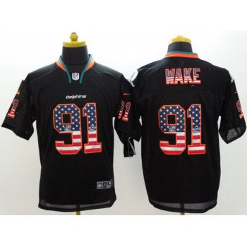 Nike Miami Dolphins #91 Cameron Wake 2014 USA Flag Fashion Black Elite Jersey