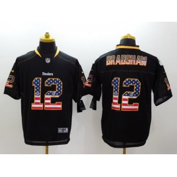 Nike Pittsburgh Steelers #12 Terry Bradshaw 2014 USA Flag Fashion Black Elite Jersey