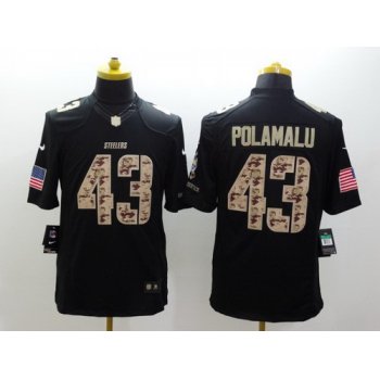 Nike Pittsburgh Steelers #43 Troy Polamalu Salute to Service Black Limited Jersey