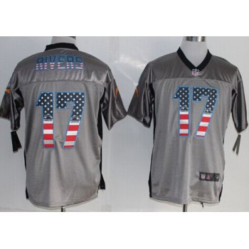 Nike San Diego Chargers #17 Philip Rivers 2014 USA Flag Fashion Gray Elite Jersey