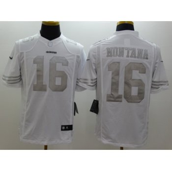 Nike San Francisco 49ers #16 Joe Montana Platinum White Limited Jersey