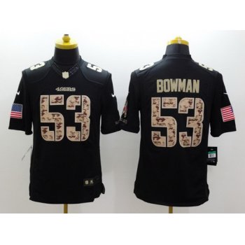 Nike San Francisco 49ers #53 Navorro Bowman Salute to Service Black Limited Jersey