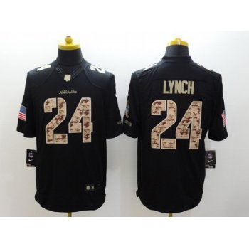 Nike Seattle Seahawks #24 Marshawn Lynch Salute to Service Black Limited Jersey