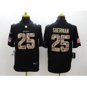 Nike Seattle Seahawks #25 Richard Sherman Salute to Service Black Limited Jersey