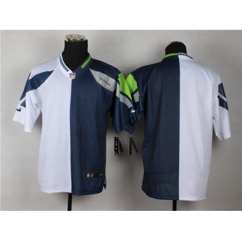 Nike Seattle Seahawks Blank White/Navy Blue Two Tone Elite Jersey