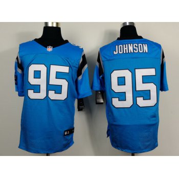 Nike Carolina Panthers #95 Charles Johnson Light Blue Elite Jersey