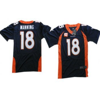 Nike Denver Broncos #18 Peyton Manning 2013 Blue C Patch Elite Jersey