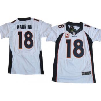 Nike Denver Broncos #18 Peyton Manning 2013 White C Patch Elite Jersey