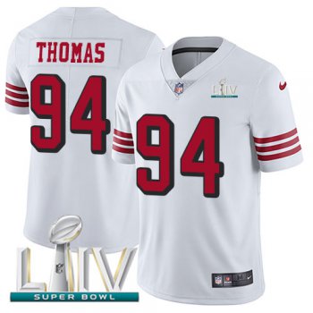 Nike 49ers #94 Solomon Thomas White Super Bowl LIV 2020 Rush Men's Stitched NFL Vapor Untouchable Limited Jersey