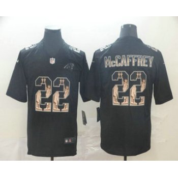 Men's Carolina Panthers #22 Christian McCaffrey 2019 Black Statue Of Liberty Stitched NFL Nike Limited Jersey