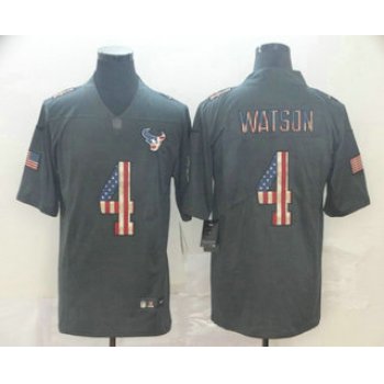 Men's Houston Texans #4 Deshaun Watson 2019 Black Salute To Service USA Flag Fashion Limited Jersey