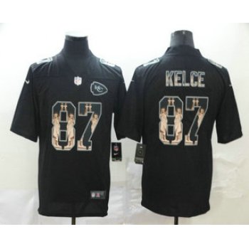 Men's Kansas City Chiefs #87 Travis Kelce 2019 Black Statue Of Liberty Stitched NFL Nike Limited Jersey