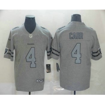 Men's Oakland Raiders #4 Derek Carr 2019 Gray Gridiron Vapor Untouchable Stitched NFL Nike Limited Jersey