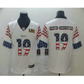 Men's Pittsburgh Steelers #19 JuJu Smith-Schuster White Independence Day Stars Stripes Jersey