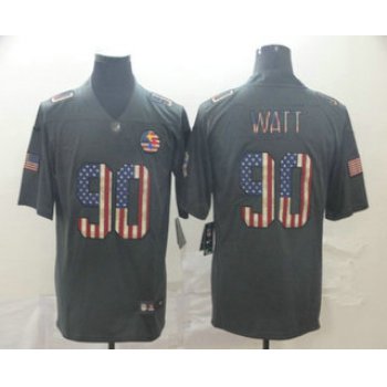 Men's Pittsburgh Steelers #90 T. J. Watt 2019 Black Salute To Service USA Flag Fashion Limited Jersey