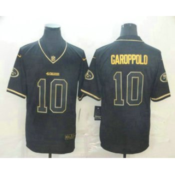 Men's San Francisco 49ers #10 Jimmy Garoppolo Black 100th Season Golden Edition Jersey