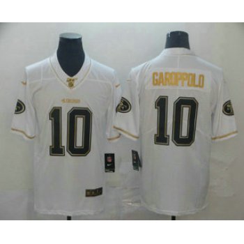 Men's San Francisco 49ers #10 Jimmy Garoppolo White 100th Season Golden Edition Jersey