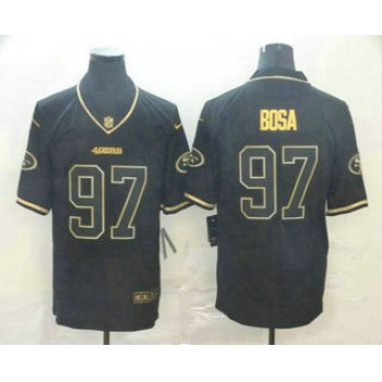 Men's San Francisco 49ers #97 Nick Bosa Black 100th Season Golden Edition Jersey