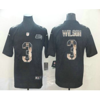 Men's Seattle Seahawks #3 Russell Wilson Black Statue Of Liberty Stitched NFL Nike Limited Jersey