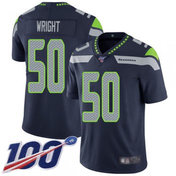 Men's Seattle Seahawks #50 K.J. Wright Navy Blue Football Home Vapor Untouchable 100th Season Limited Jersey