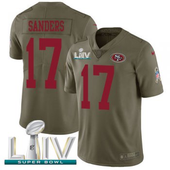 Nike 49ers #17 Emmanuel Sanders Olive Super Bowl LIV 2020 Men's Stitched NFL Limited 2017 Salute To Service Jersey