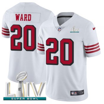 Nike 49ers #20 Jimmie Ward White Super Bowl LIV 2020 Rush Men's Stitched NFL Vapor Untouchable Limited Jersey