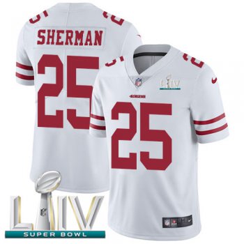 Nike 49ers #25 Richard Sherman White Super Bowl LIV 2020 Men's Stitched NFL Vapor Untouchable Limited Jersey